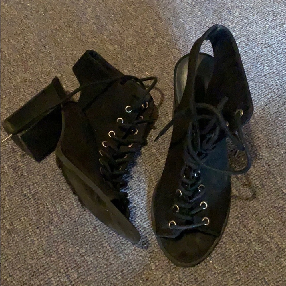 Forever 21 Lace up Open Toe Bootie